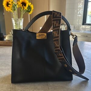 Fendi Peekaboo Bag with logo strap (comes with additional taupe strap)